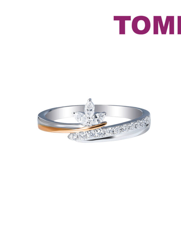 TOMEI Eternal Twine Collection Diamond Ring, White+Rose Gold 585