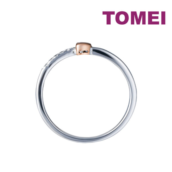 TOMEI Petite Love Diamond Ring, White+Rose Gold 375