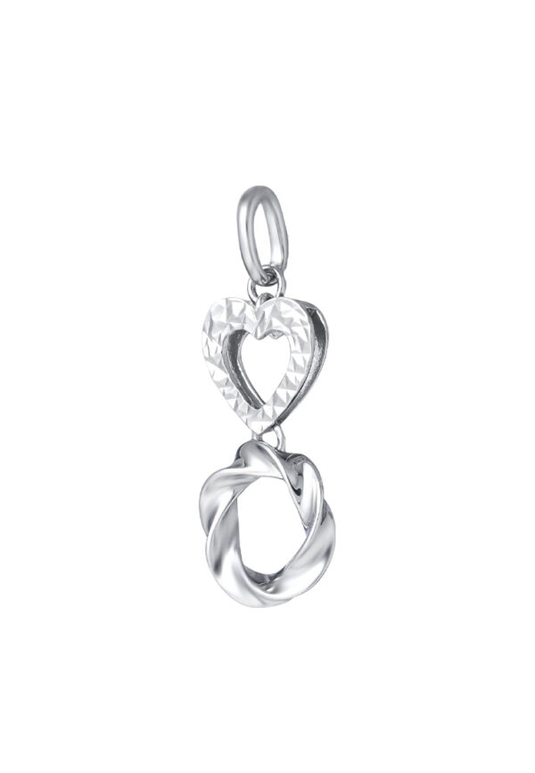 TOMEI Heart & Circle Pendant, White Gold 375