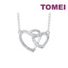 TOMEI Entwining Dual-Heart Diamond Necklace, White Gold 750