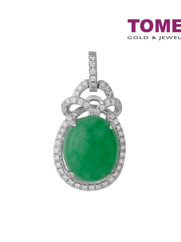 TOMEI Oval Jade Pendant | Jades of Harmony Collection | White Gold 750