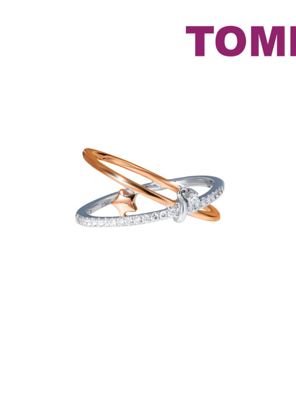 TOMEI Eternal Twine Collection Diamond Ring, White+Rose Gold 585