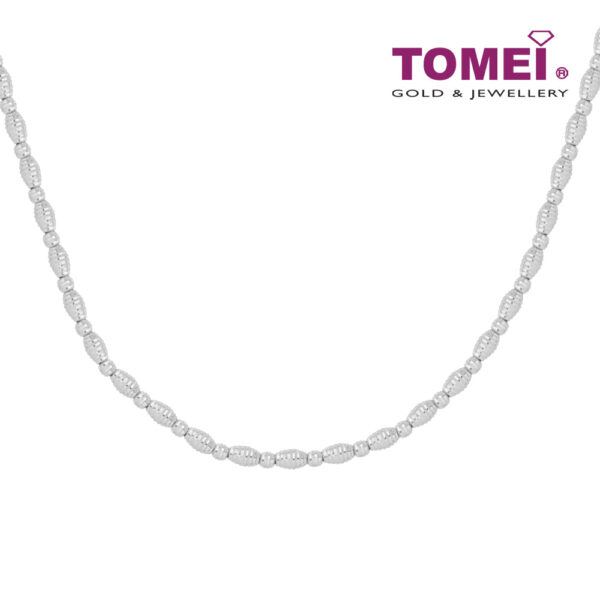 TOMEI Italia Beads Necklace, White Gold 585
