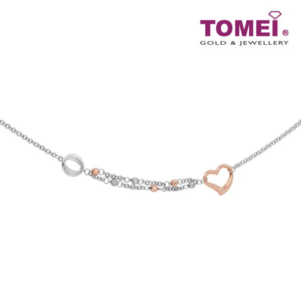 TOMEI My Heartbead For You Bracelet, White+Rose Gold 585