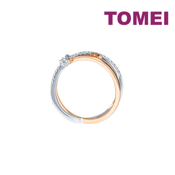 TOMEI Eternal Twine Collection Diamond Ring, White+Rose Gold 585