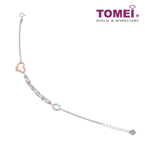 TOMEI My Heartbead For You Bracelet, White+Rose Gold 585