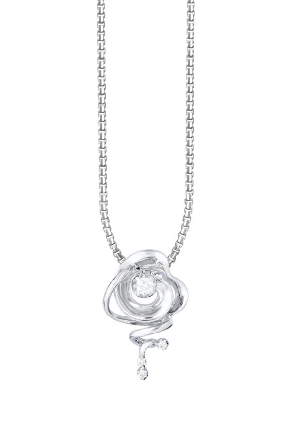 TOMEI Petal Inspired Diamond Pendant, White Gold 375