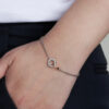 TOMEI Minimalist Diamond Bracelet, White+Rose Gold 585