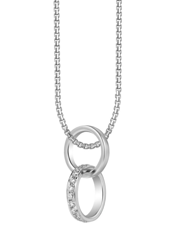 TOMEI Entwining Circles Diamond Pendant Set, White Gold 585