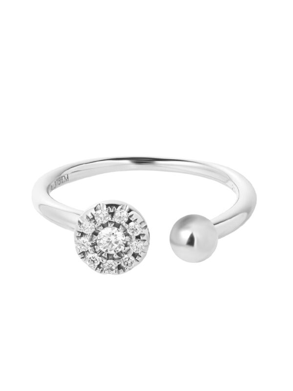 TOMEI Diamond Open Ring, White Gold 375