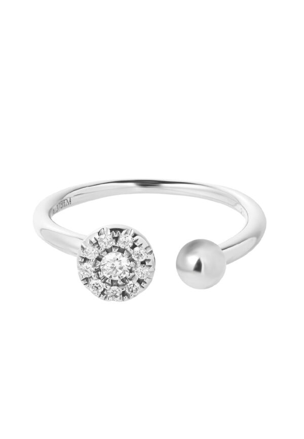 TOMEI Diamond Open Ring, White Gold 375