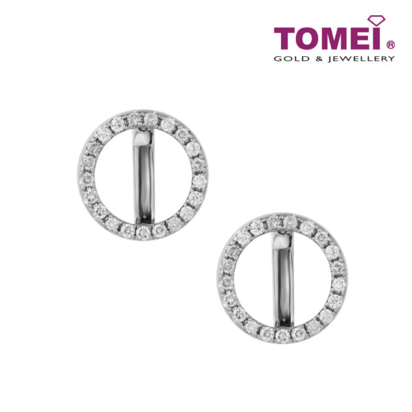 Glowing Circle Diamond Earrings | Tomei White Gold 375 (9K) (E1032)