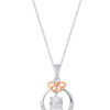 TOMEI Glowing Heart Diamond Pendant Set, White+Rose Gold 585
