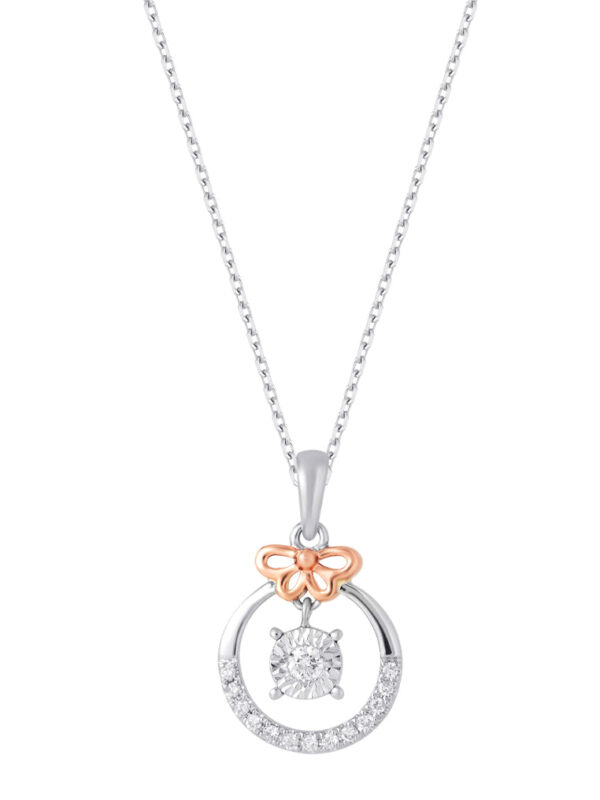 TOMEI Glowing Heart Diamond Pendant Set, White+Rose Gold 585