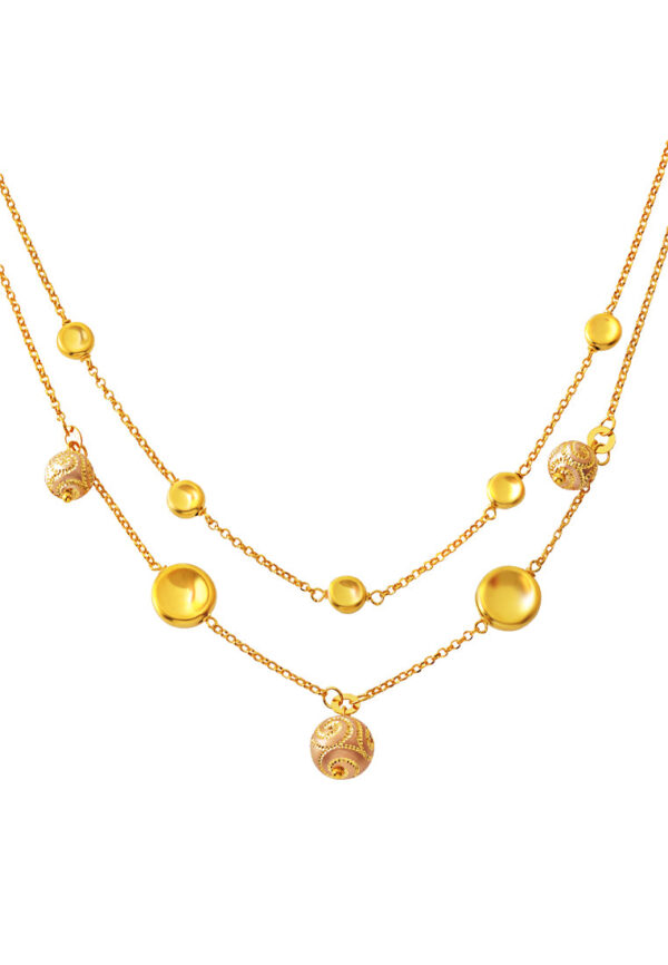 TOMEI Lusso Italia 2-Rows Ball Necklace, Yellow Gold 916