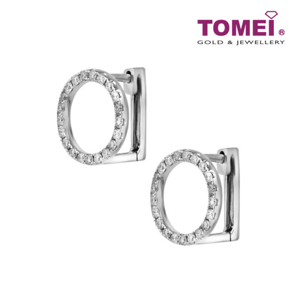 Glowing Circle Diamond Earrings | Tomei White Gold 375 (9K) (E1032)