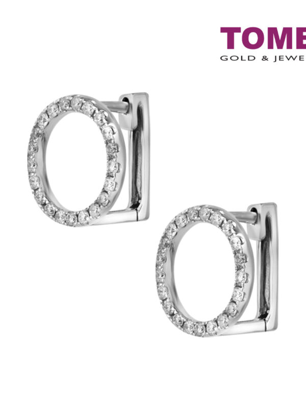 Glowing Circle Diamond Earrings | Tomei White Gold 375 (9K) (E1032)
