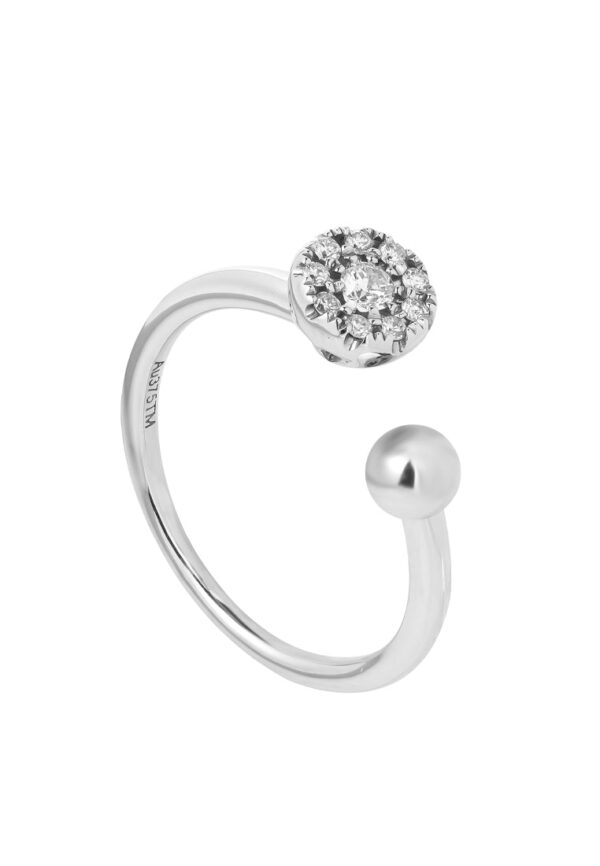 TOMEI Diamond Open Ring, White Gold 375