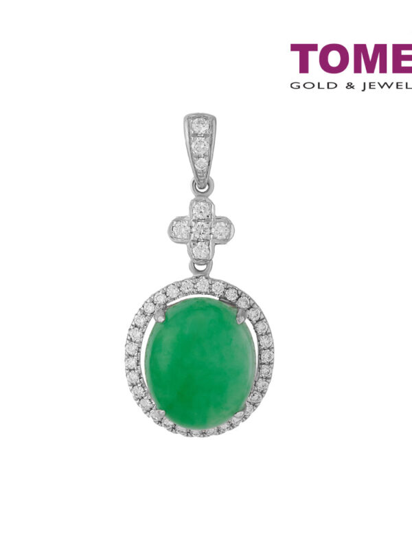 TOMEI Oval Jade Pendant | Jades of Harmony Collection | White Gold 750