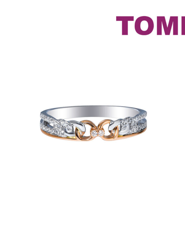 TOMEI Eternal Twine Collection Diamond Ring, White+Rose Gold 585