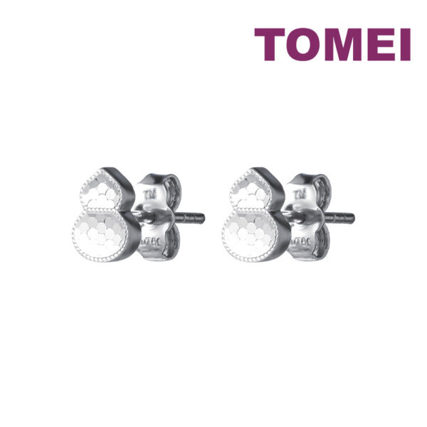 TOMEI Auspicious Gourd Earrings, White Gold 750