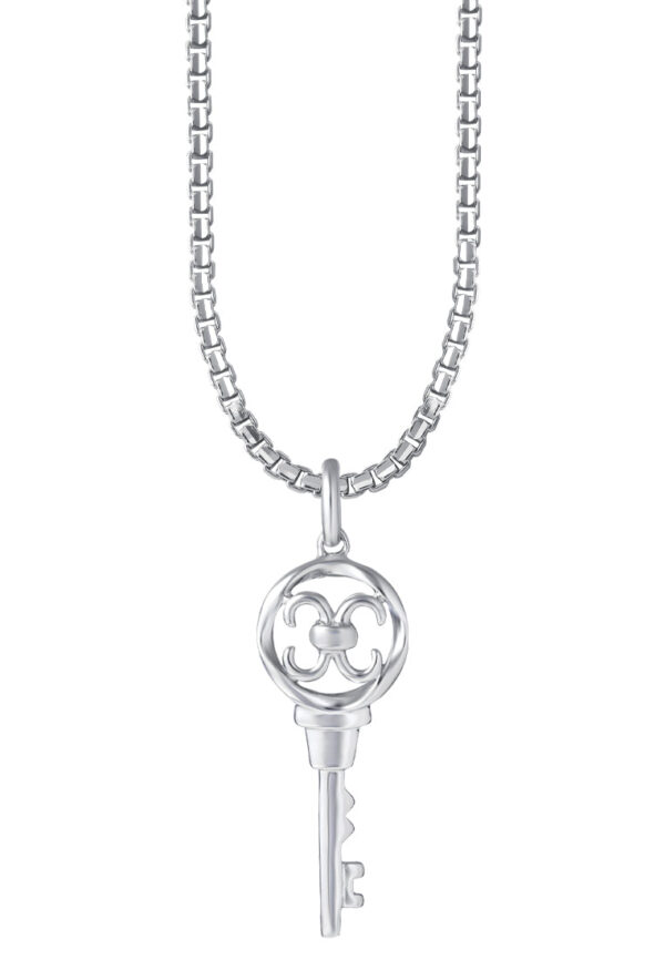 TOMEI Key Pendant, White Gold 375
