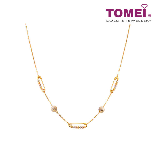 TOMEI Lusso Italia Laser Ball With Pin Necklace, Yellow Gold 916