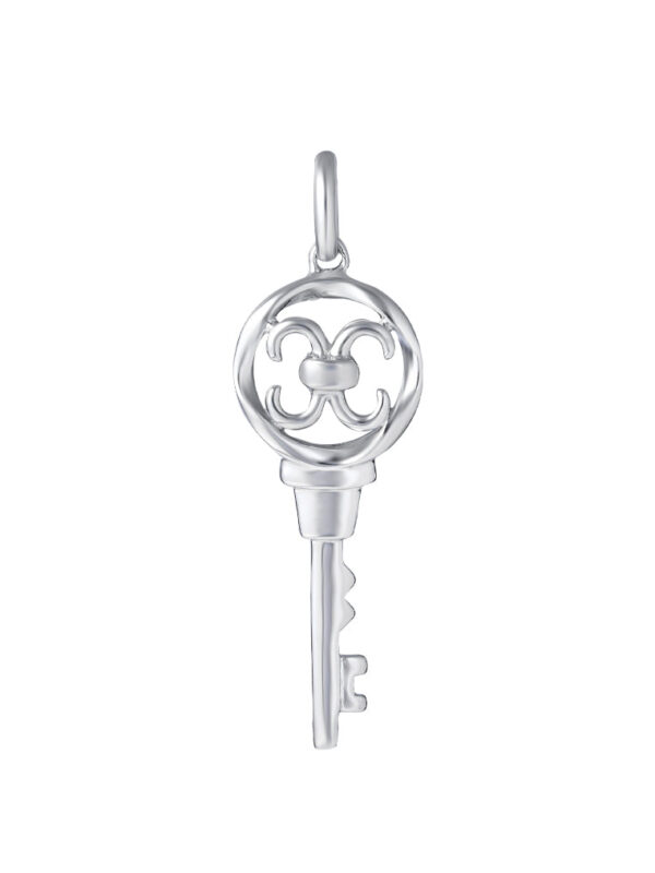 TOMEI Key Pendant, White Gold 375