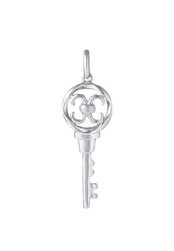 TOMEI Key Pendant, White Gold 375