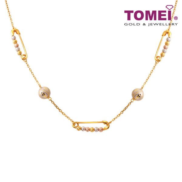 TOMEI Lusso Italia Laser Ball With Pin Necklace, Yellow Gold 916