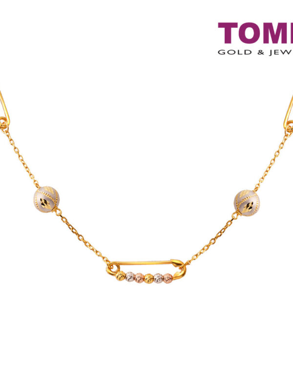 TOMEI Lusso Italia Laser Ball With Pin Necklace, Yellow Gold 916