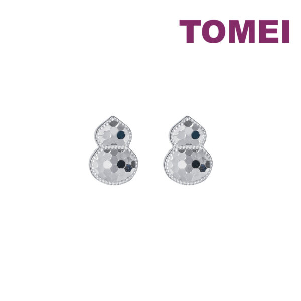 TOMEI Auspicious Gourd Earrings, White Gold 750