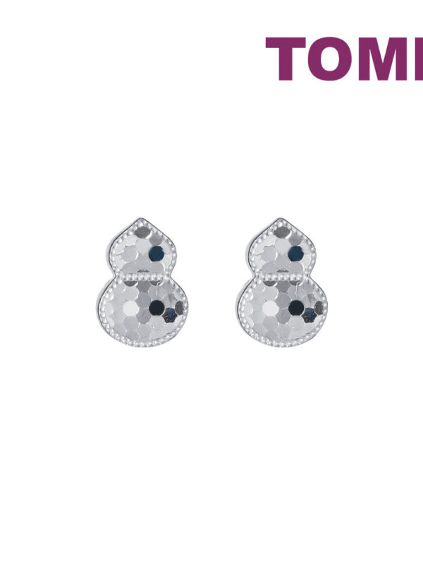TOMEI Auspicious Gourd Earrings, White Gold 750