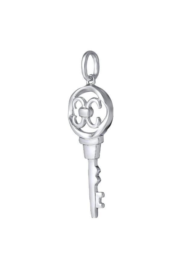 TOMEI Key Pendant, White Gold 375