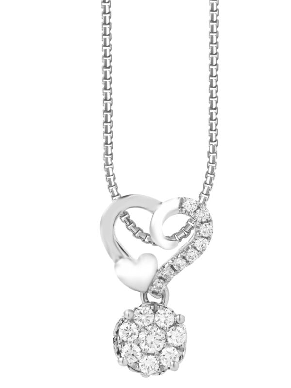 TOMEI Little Heart Collection, Diamond Pendant Set, White Gold 585