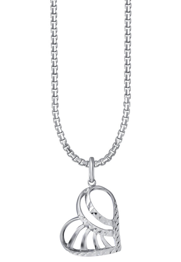 TOMEI Heart Pendant, White Gold 375