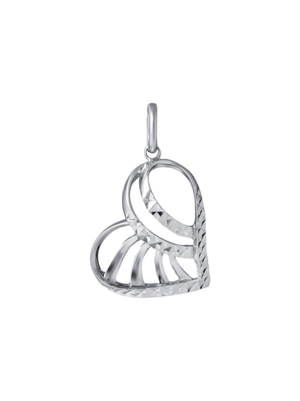 TOMEI Heart Pendant, White Gold 375