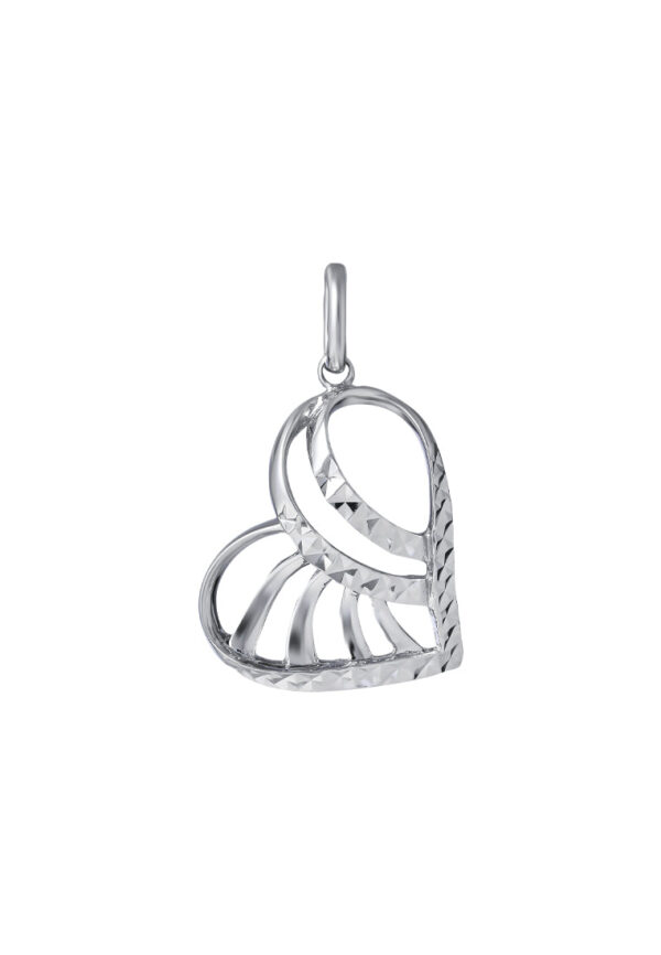 TOMEI Heart Pendant, White Gold 375