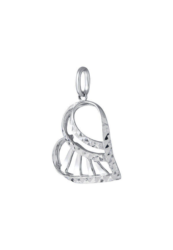 TOMEI Heart Pendant, White Gold 375