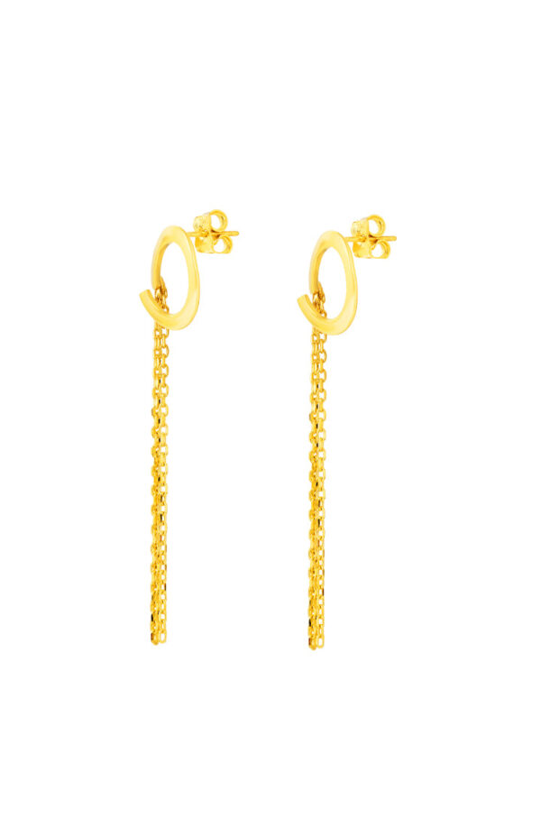 TOMEI Dangling Round Earrings, Yelow Gold 916
