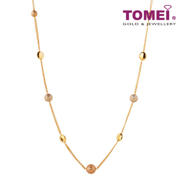TOMEI Lusso Italia Trio-Tone Long Necklace, Yellow Gold 916