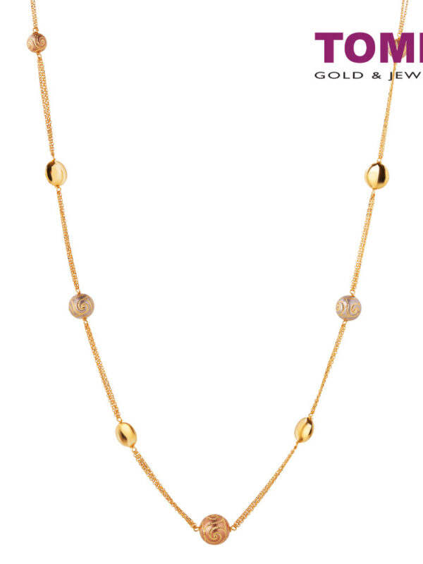 TOMEI Lusso Italia Trio-Tone Long Necklace, Yellow Gold 916