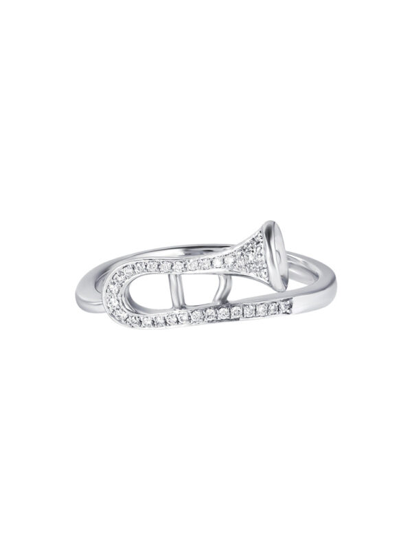 TOMEI Musical Instrument Diamond Ring, White Gold 375
