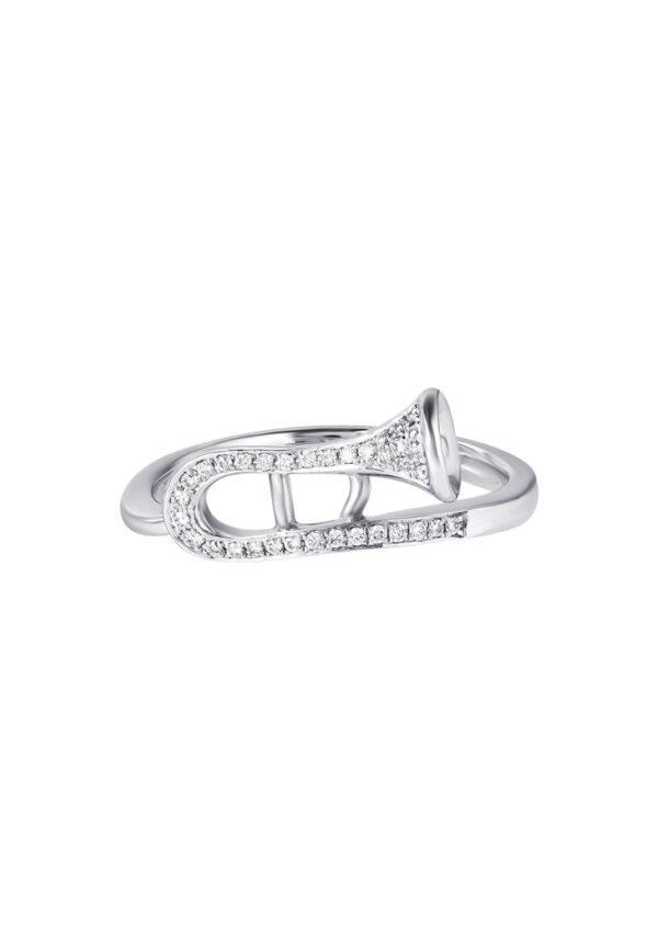 TOMEI Musical Instrument Diamond Ring, White Gold 375