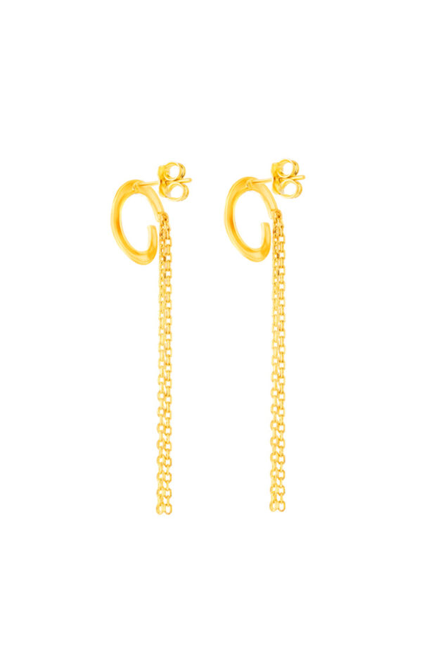 TOMEI Dangling Round Earrings, Yelow Gold 916
