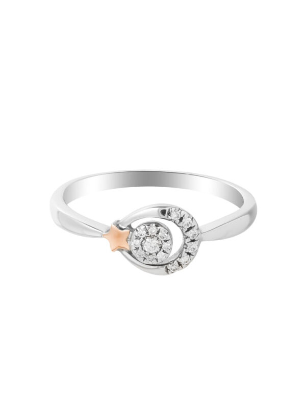 TOMEI Little Star Collection Diamond Ring, White+Rose Gold 375