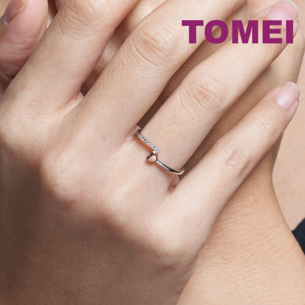 TOMEI Petite Love Diamond Ring, White+Rose Gold 375