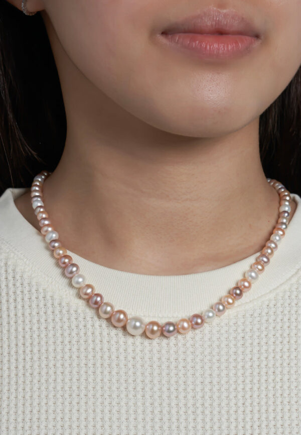 TOMEI Pearlfect Love Single Strand Necklace I Natural Mixed Pink