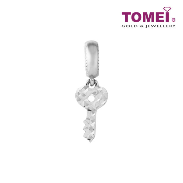TOMEI Minimalist Key Charm, White Gold 585