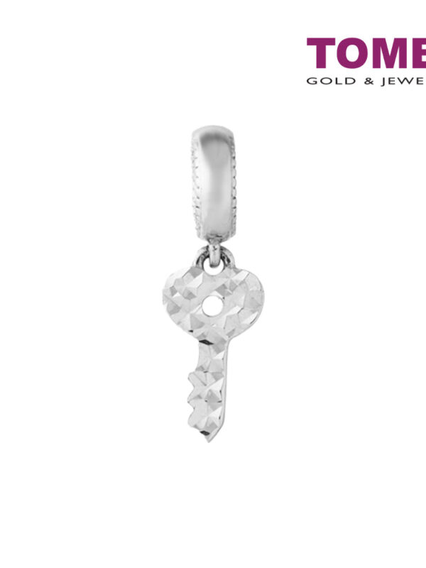 TOMEI Minimalist Key Charm, White Gold 585